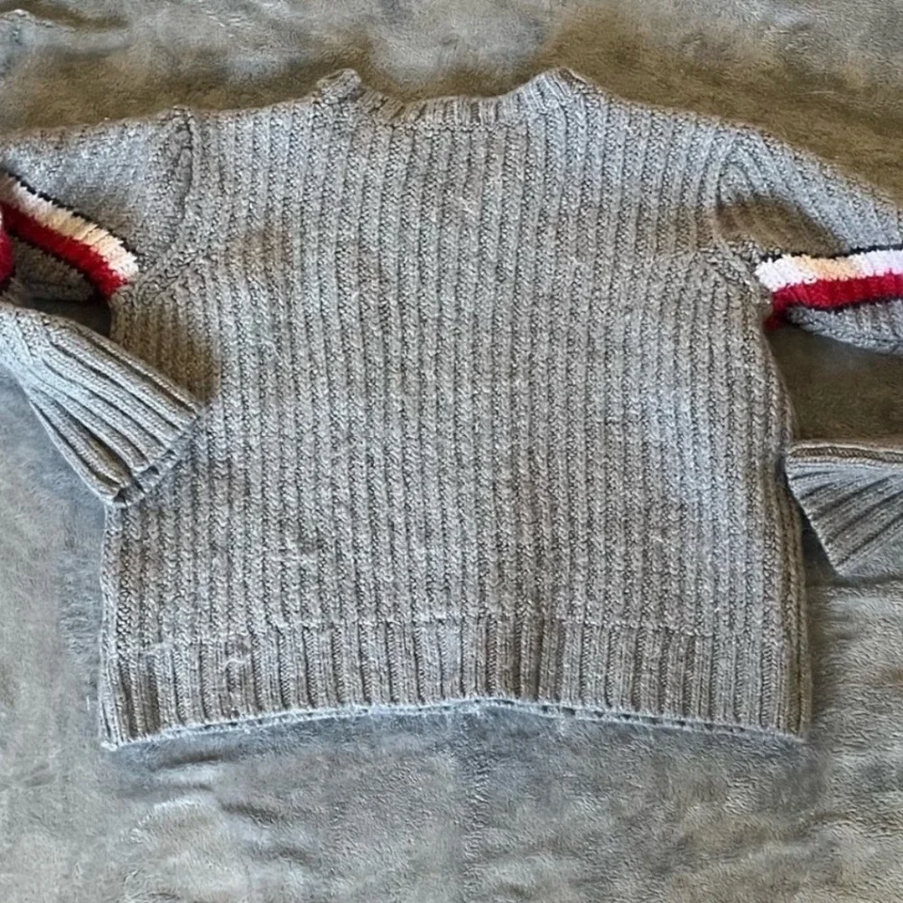 Tommy Hilfger Womens Small Chunky Knit Warm Grey Sweater Crew Neck